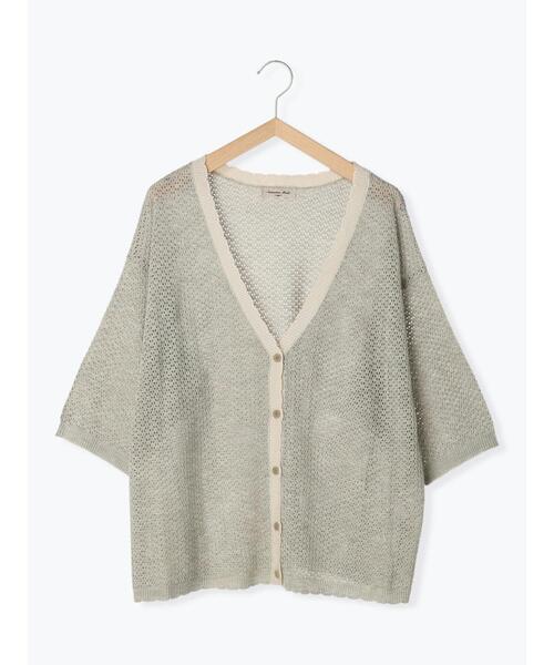 Samansa Mos2（サマンサ モスモス）の「バイカラースカラップVネックカーディガン（カーディガン/ボレロ・レディース・キナリ/モカ/チャコールグレー/ベージュ・F）」の18枚目の写真