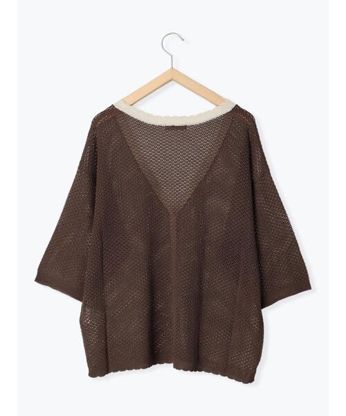 Samansa Mos2（サマンサ モスモス）の「バイカラースカラップVネックカーディガン（カーディガン/ボレロ・レディース・キナリ/モカ/チャコールグレー/ベージュ・F）」の22枚目の写真