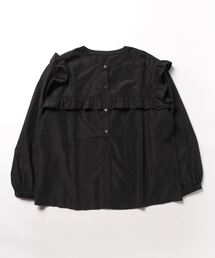 【FORT POINT/フォートポイント】フリル切替　ノーカラー　ブラウス　シャツ