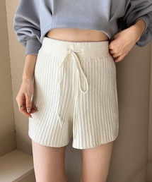 リブニットショートパンツ