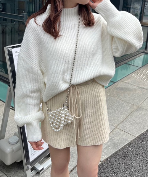 one after another NICE CLAUP(ワンアフターアナザーナイスクラップ)の「リブニットショートパンツ(その他パンツ・レディース・イエロー/オフホワイト/グレー・FREE)」の13枚目の写真