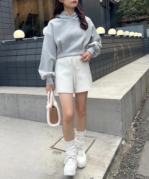 one after another NICE CLAUP(ワンアフターアナザーナイスクラップ)の「リブニットショートパンツ(その他パンツ・レディース・イエロー/オフホワイト/グレー・FREE)」の18枚目の写真