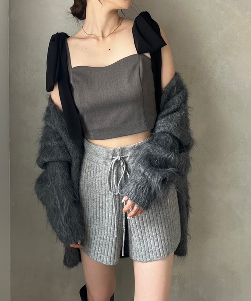 one after another NICE CLAUP(ワンアフターアナザーナイスクラップ)の「リブニットショートパンツ(その他パンツ・レディース・イエロー/オフホワイト/グレー・FREE)」の4枚目の写真