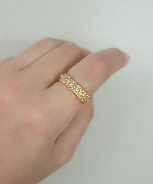 ebine（エビネ）の「金属アレルギー対応/Tsubu Zircon Eternity Ring / サージカルステンレス/リング（リング・レディース・ゴールド・16号/13号/11号）」の4枚目の写真