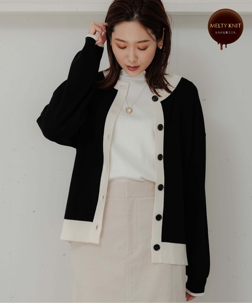 GLOBAL WORK(グローバルワーク)の「メルティクルーカーディガン/906671(カーディガン/ボレロ・レディース・ベージュ系その他3/ブルー系その他7/アイボリー/ブラック/グレー系その他/ブラック×ホワイト/ボルドー・LARGE/MEDIUM)」の4枚目の写真