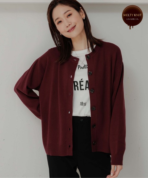 GLOBAL WORK(グローバルワーク)の「メルティクルーカーディガン/906671(カーディガン/ボレロ・レディース・ベージュ系その他3/ブルー系その他7/アイボリー/ブラック/グレー系その他/ブラック×ホワイト/ボルドー・LARGE/MEDIUM)」の7枚目の写真