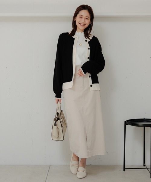 GLOBAL WORK(グローバルワーク)の「メルティクルーカーディガン/906671(カーディガン/ボレロ・レディース・ベージュ系その他3/ブルー系その他7/アイボリー/ブラック/グレー系その他/ブラック×ホワイト/ボルドー・LARGE/MEDIUM)」の9枚目の写真