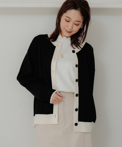 GLOBAL WORK(グローバルワーク)の「メルティクルーカーディガン/906671(カーディガン/ボレロ・レディース・ベージュ系その他3/ブルー系その他7/アイボリー/ブラック/グレー系その他/ブラック×ホワイト/ボルドー・LARGE/MEDIUM)」の15枚目の写真