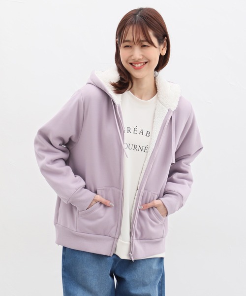 Honeys(ハニーズ)の「暖裏起毛ボアジップパーカー(パーカー・レディース・オートミール/ライトグリーン/杢グレー/ブラック/ブルー/ベージュ/ラベンダー・M/3L/S/LL/L)」の19枚目の写真
