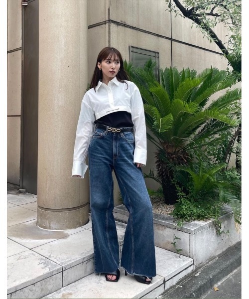 LEANN(リーン)の「Logo belt shirt × T-shirt(Tシャツ/カットソー・レディース・ブラック/ホワイト/サックスブルー系・FREE)」の11枚目の写真
