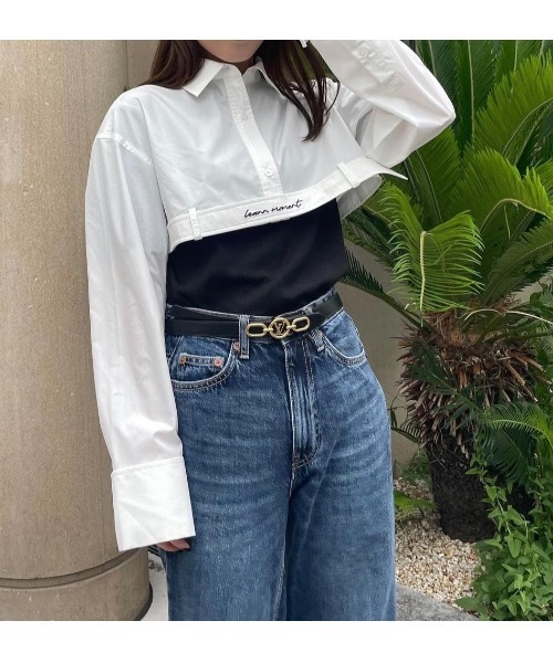 LEANN(リーン)の「Logo belt shirt × T-shirt(Tシャツ/カットソー・レディース・ブラック/ホワイト/サックスブルー系・FREE)」の13枚目の写真