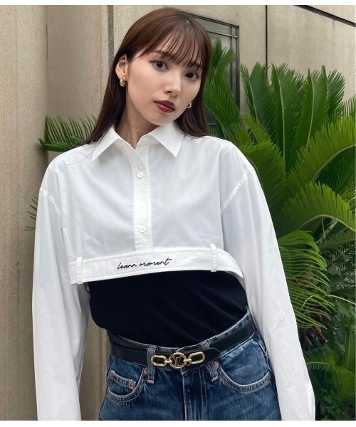 LEANN(リーン)の「Logo belt shirt × T-shirt(Tシャツ/カットソー・レディース・ブラック/ホワイト/サックスブルー系・FREE)」の14枚目の写真