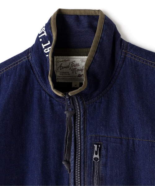 AVIREX（アヴィレックス）の「《WEB&DEPOT限定》DENIM STAND BLOUSON / デニム スタンド ブルゾン / AVIREX / アヴィレックス（デニムジャケット・メンズ・ブラック/インディゴブルー・MEDIUM/LARGE/X-LARGE/XX-LARGE）」の5枚目の写真
