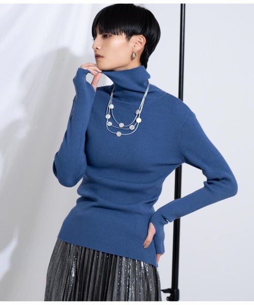 Settimissimo（セッティミッシモ）の「リブフィンガーホールタートルニット（ニット/セーター・レディース・レッド/ブラック/ブルー/グリーン・FREE）」の6枚目の写真