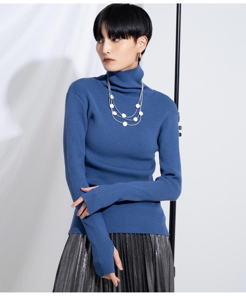 Settimissimo（セッティミッシモ）の「リブフィンガーホールタートルニット（ニット/セーター・レディース・レッド/ブラック/ブルー/グリーン・FREE）」の7枚目の写真