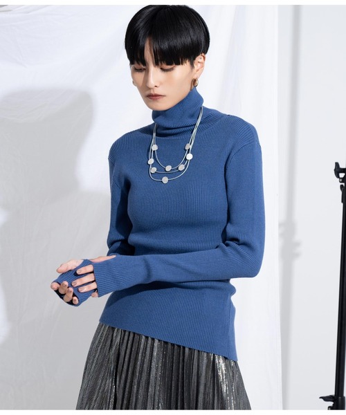 Settimissimo（セッティミッシモ）の「リブフィンガーホールタートルニット（ニット/セーター・レディース・レッド/ブラック/ブルー/グリーン・FREE）」の8枚目の写真