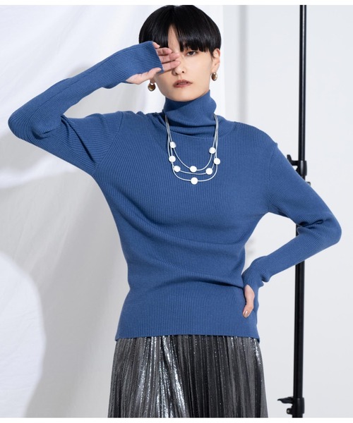 Settimissimo（セッティミッシモ）の「リブフィンガーホールタートルニット（ニット/セーター・レディース・レッド/ブラック/ブルー/グリーン・FREE）」の9枚目の写真