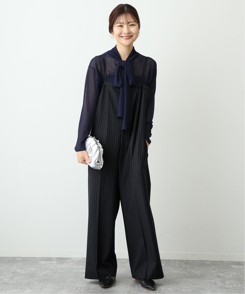 SLOBE IENA（スローブイエナ）の「《追加》ツイルトロアイラインサロペ（サロペット/オーバーオール・レディース・グレー/ダークブルー・FREE）」の9枚目の写真