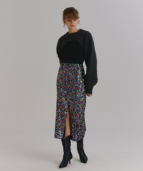 NOISE MAKER（ノイズメーカー）の「スパンコールペンシルスカート（スカート・レディース・レッド/マルチ・38/36）」の2枚目の写真