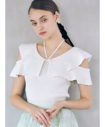 MERCURYDUO | マルチウェイストラップダブルラッフルニット(ニット/セーター)