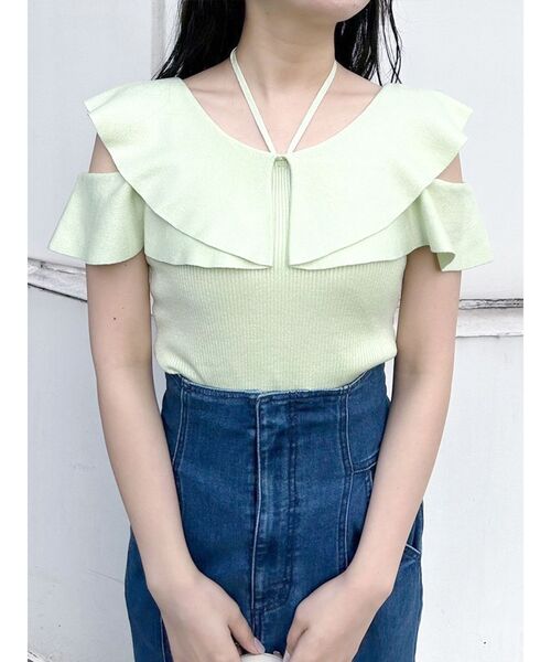 MERCURYDUO（マーキュリーデュオ）の「マルチウェイストラップダブルラッフルニット（ニット/セーター・レディース・オフホワイト/チャコールグレー/ネイビー/レッド/ライム・FREE）」の19枚目の写真