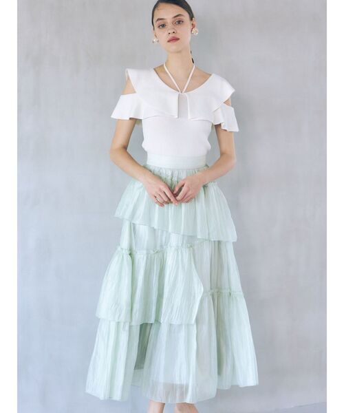 MERCURYDUO（マーキュリーデュオ）の「マルチウェイストラップダブルラッフルニット（ニット/セーター・レディース・オフホワイト/チャコールグレー/ネイビー/レッド/ライム・FREE）」の22枚目の写真