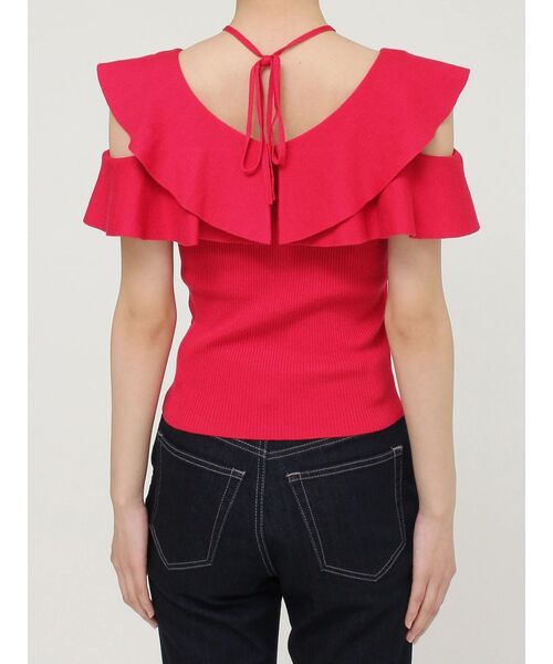 MERCURYDUO（マーキュリーデュオ）の「マルチウェイストラップダブルラッフルニット（ニット/セーター・レディース・オフホワイト/チャコールグレー/ネイビー/レッド/ライム・FREE）」の7枚目の写真