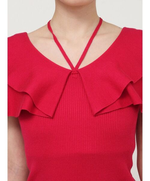 MERCURYDUO（マーキュリーデュオ）の「マルチウェイストラップダブルラッフルニット（ニット/セーター・レディース・オフホワイト/チャコールグレー/ネイビー/レッド/ライム・FREE）」の8枚目の写真