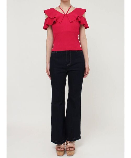 MERCURYDUO（マーキュリーデュオ）の「マルチウェイストラップダブルラッフルニット（ニット/セーター・レディース・オフホワイト/チャコールグレー/ネイビー/レッド/ライム・FREE）」の13枚目の写真