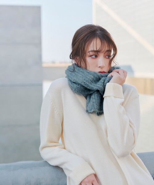 MONCLER アイボリー リブ編み マフラー MONCLER アイボリー リブ編み マフラー MONCLER アイボリー リブ編み