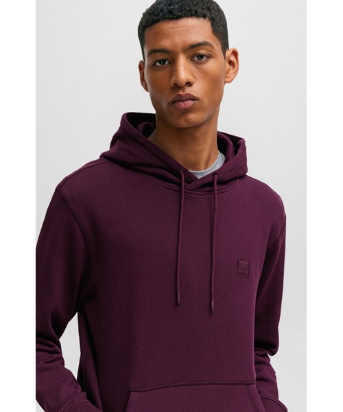 BOSS(ボス)の「BOSSロゴパッチ コットンテリー フーディ(パーカー・メンズ・パープル/グレー・XL/S/L/XXL/M)」の3枚目の写真