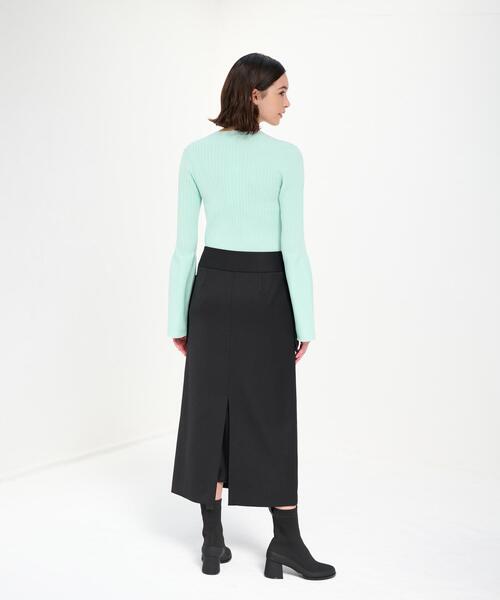 LANVIN en Bleu(ランバンオンブルー)の「PEスパンWクロスポケットIラインスカート(スカート・レディース・ブラック/グリーン・36/38)」の7枚目の写真