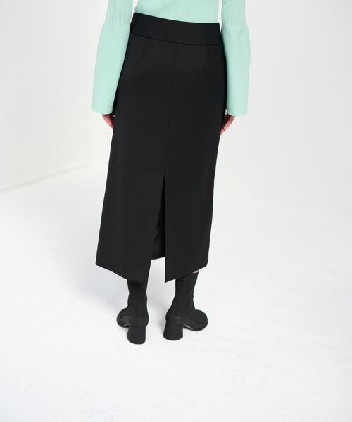 LANVIN en Bleu(ランバンオンブルー)の「PEスパンWクロスポケットIラインスカート(スカート・レディース・ブラック/グリーン・36/38)」の9枚目の写真