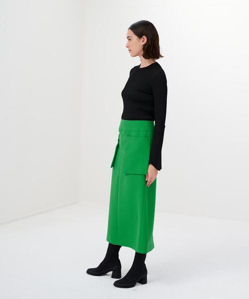 LANVIN en Bleu(ランバンオンブルー)の「PEスパンWクロスポケットIラインスカート(スカート・レディース・ブラック/グリーン・36/38)」の15枚目の写真