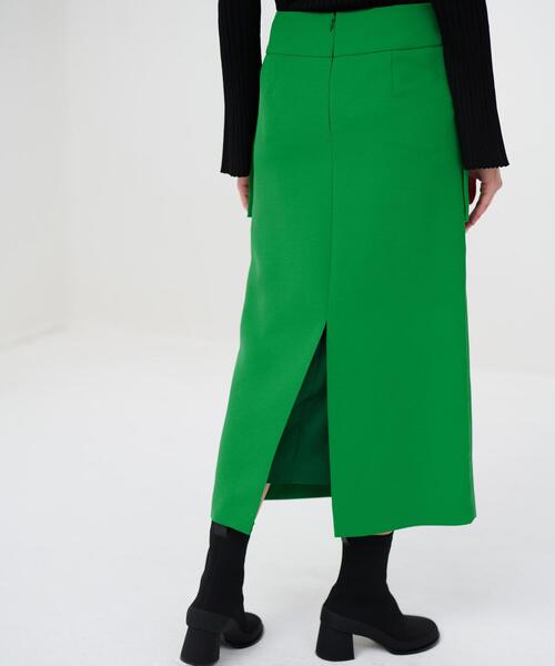 LANVIN en Bleu(ランバンオンブルー)の「PEスパンWクロスポケットIラインスカート(スカート・レディース・ブラック/グリーン・36/38)」の12枚目の写真
