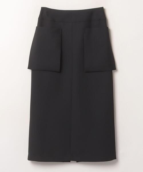 LANVIN en Bleu(ランバンオンブルー)の「PEスパンWクロスポケットIラインスカート(スカート・レディース・ブラック/グリーン・36/38)」の5枚目の写真