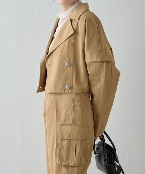 COLLAGE GALLARDAGALANTE(コラージュガリャルダガランテ)の「【OT】クロップドジャケット/Q.anos(デニムジャケット・レディース・ブルー/ベージュ・FREE)」の22枚目の写真