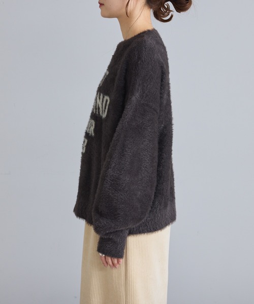 PUAL CE CIN（ピュアルセシン）の「ジャガードロゴシャギーニットプルオーバー（ニット/セーター・レディース・ダークブラウン/ベージュ/チャコールグレー・FREE）」の22枚目の写真