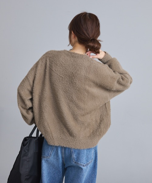 PUAL CE CIN（ピュアルセシン）の「ジャガードロゴシャギーニットプルオーバー（ニット/セーター・レディース・ダークブラウン/ベージュ/チャコールグレー・FREE）」の6枚目の写真