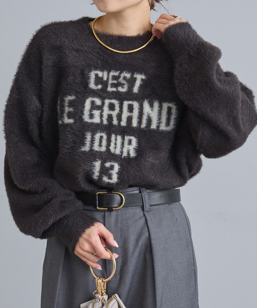 PUAL CE CIN（ピュアルセシン）の「ジャガードロゴシャギーニットプルオーバー（ニット/セーター・レディース・ダークブラウン/ベージュ/チャコールグレー・FREE）」の10枚目の写真