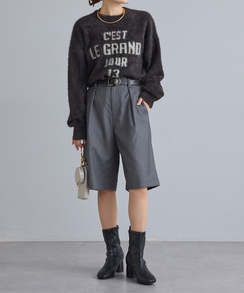 PUAL CE CIN（ピュアルセシン）の「ジャガードロゴシャギーニットプルオーバー（ニット/セーター・レディース・ダークブラウン/ベージュ/チャコールグレー・FREE）」の12枚目の写真