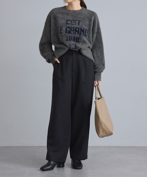 PUAL CE CIN（ピュアルセシン）の「ジャガードロゴシャギーニットプルオーバー（ニット/セーター・レディース・ダークブラウン/ベージュ/チャコールグレー・FREE）」の18枚目の写真