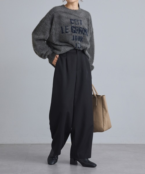 PUAL CE CIN（ピュアルセシン）の「ジャガードロゴシャギーニットプルオーバー（ニット/セーター・レディース・ダークブラウン/ベージュ/チャコールグレー・FREE）」の19枚目の写真