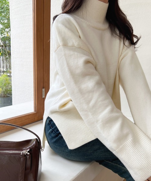 Olu.（オルドット）の「ハイゲージハイネックニット（ニット/セーター・レディース・グレー/アイボリー/ピンク・FREE）」の13枚目の写真