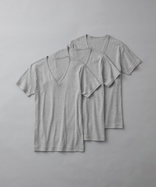 GUNZE（グンゼ）の「GUNZE BASIC/グンゼベーシック　VネックTシャツ　3枚組（インナーウェア/肌着・メンズ・ホワイト/杢グレー/ブラック・MEDIUM/X-LARGE/LARGE）」の3枚目の写真