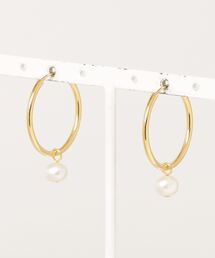MUSES（ミューズ）の「『MUSES』6～7mm淡水パールフープピアス　【淡水パールxシルバー925】（ピアス（両耳用））」