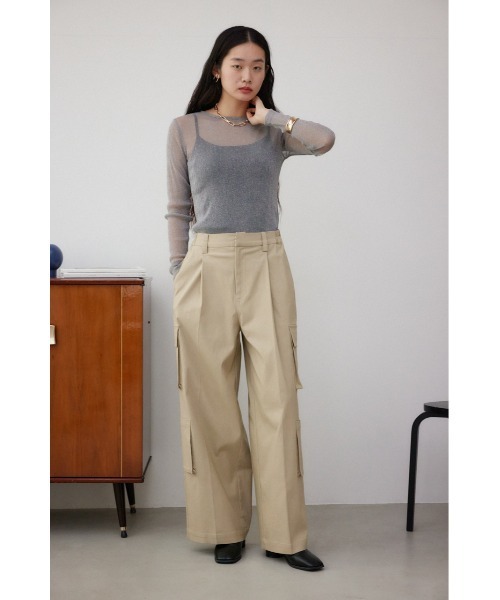 AZUL by moussy(アズールバイマウジー)の「ワイドカーゴパンツ(カーゴパンツ・レディース・ブラック/ベージュ・MEDIUM/SMALL)」の3枚目の写真