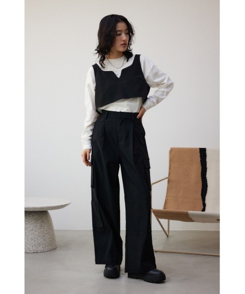 AZUL by moussy(アズールバイマウジー)の「ワイドカーゴパンツ(カーゴパンツ・レディース・ブラック/ベージュ・MEDIUM/SMALL)」の20枚目の写真