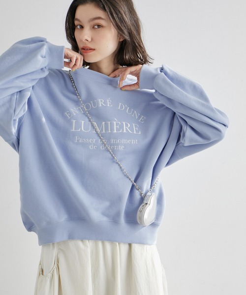 ROPE' PICNIC（ロペピクニック）の「オーバーサイズアソートロゴ刺繍スウェット（スウェット・レディース・チャコールグレー/サックスブルー/グレー系その他/キナリ・38）」の4枚目の写真