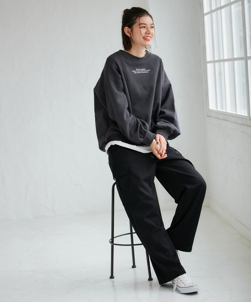 ROPE' PICNIC（ロペピクニック）の「オーバーサイズアソートロゴ刺繍スウェット（スウェット・レディース・チャコールグレー/サックスブルー/グレー系その他/キナリ・38）」の5枚目の写真